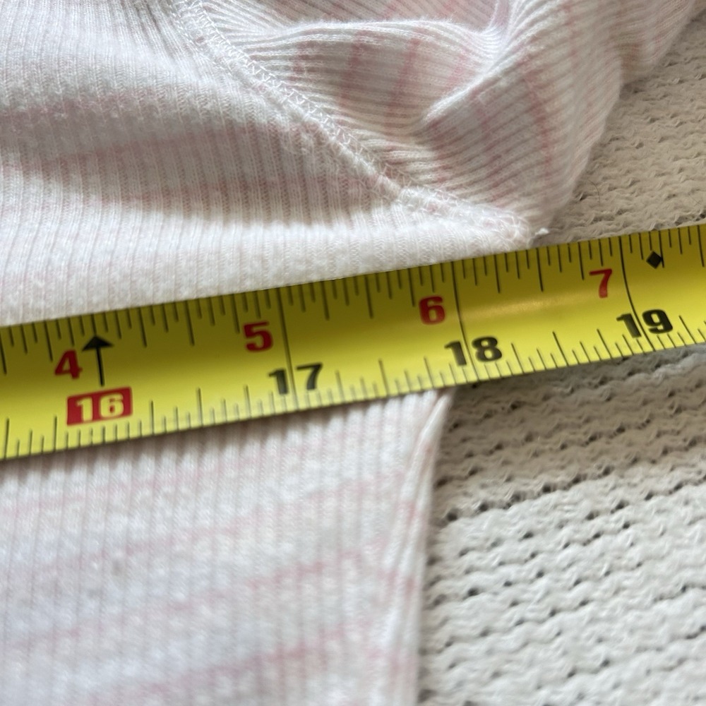 Vtg Y2K 2000 Gap Thermal Shirt Sz L Crew Neck Pink White Striped 100% Cotton - Picture 12 of 12
